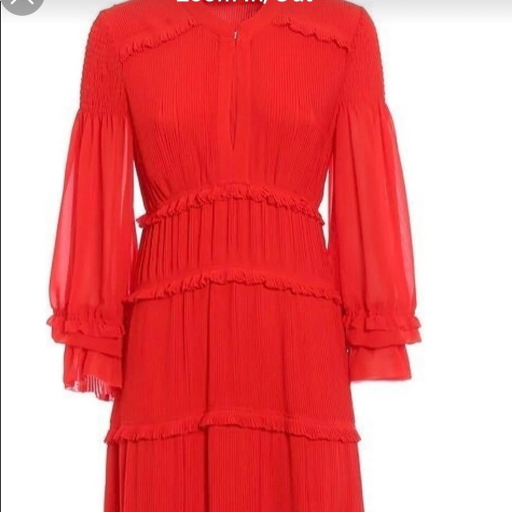 Tory Burch Red Pleated Midi Dress
